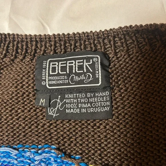 Vtg 90s Berek Marta D Sweater Vest M Wearable Art Hand Knit Western Cowgirl - Picture 3 of 16